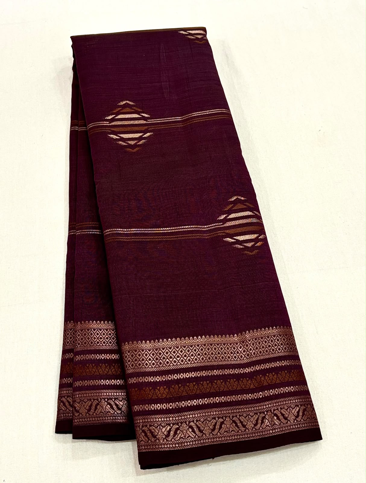 Wine Handloom Tussar Silk Cotton Saree